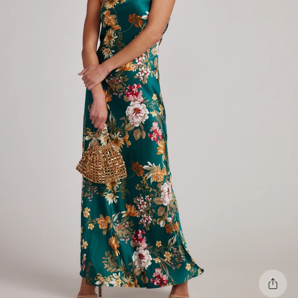 12th Tribe Teal Floral Maxi Skirt